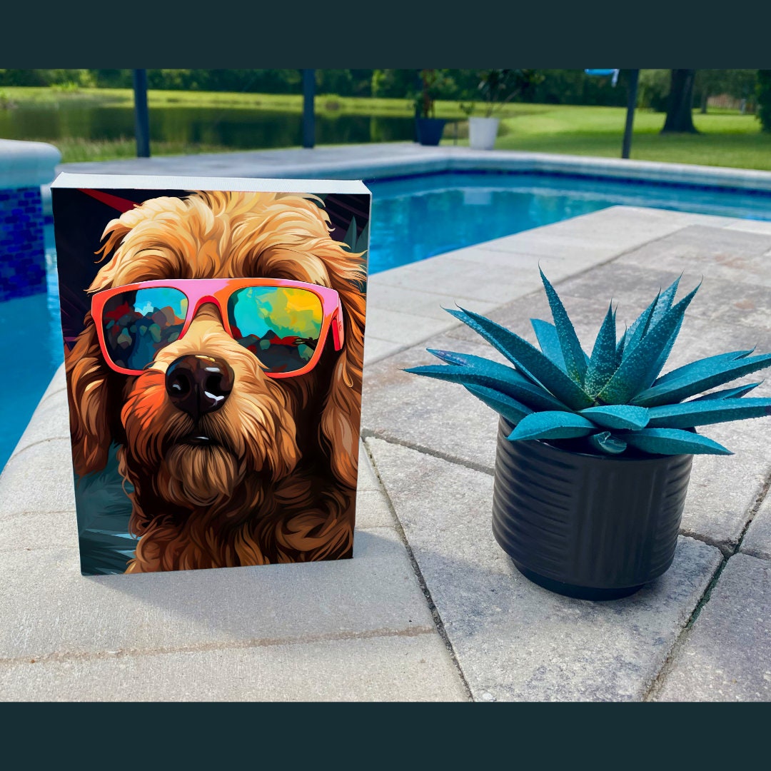 Goldendoodle Wearing Sunglasses Tropical Canvas Print Cute Etsy