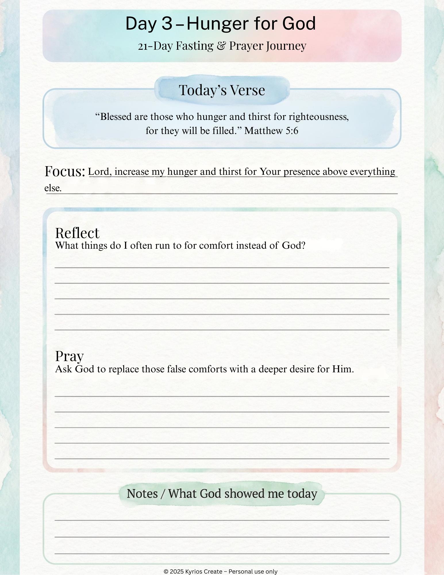 21 Days of Fasting & Prayer Journal Printable – Christian Devotional ...
