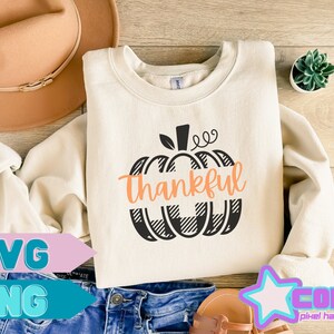 Dankbaar Pompoen Design - Fall SVG Design - Fall SVG zeggen - Fall Designs voor Shirts - Fall Vibes - Cricut Silhouette Cut Files