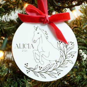 Horse Ornament Personalized Equestrian Keepsake Holiday Ornament Horse Christmas Ornament Horseback Rider Gift Custom Name Horse Gift
