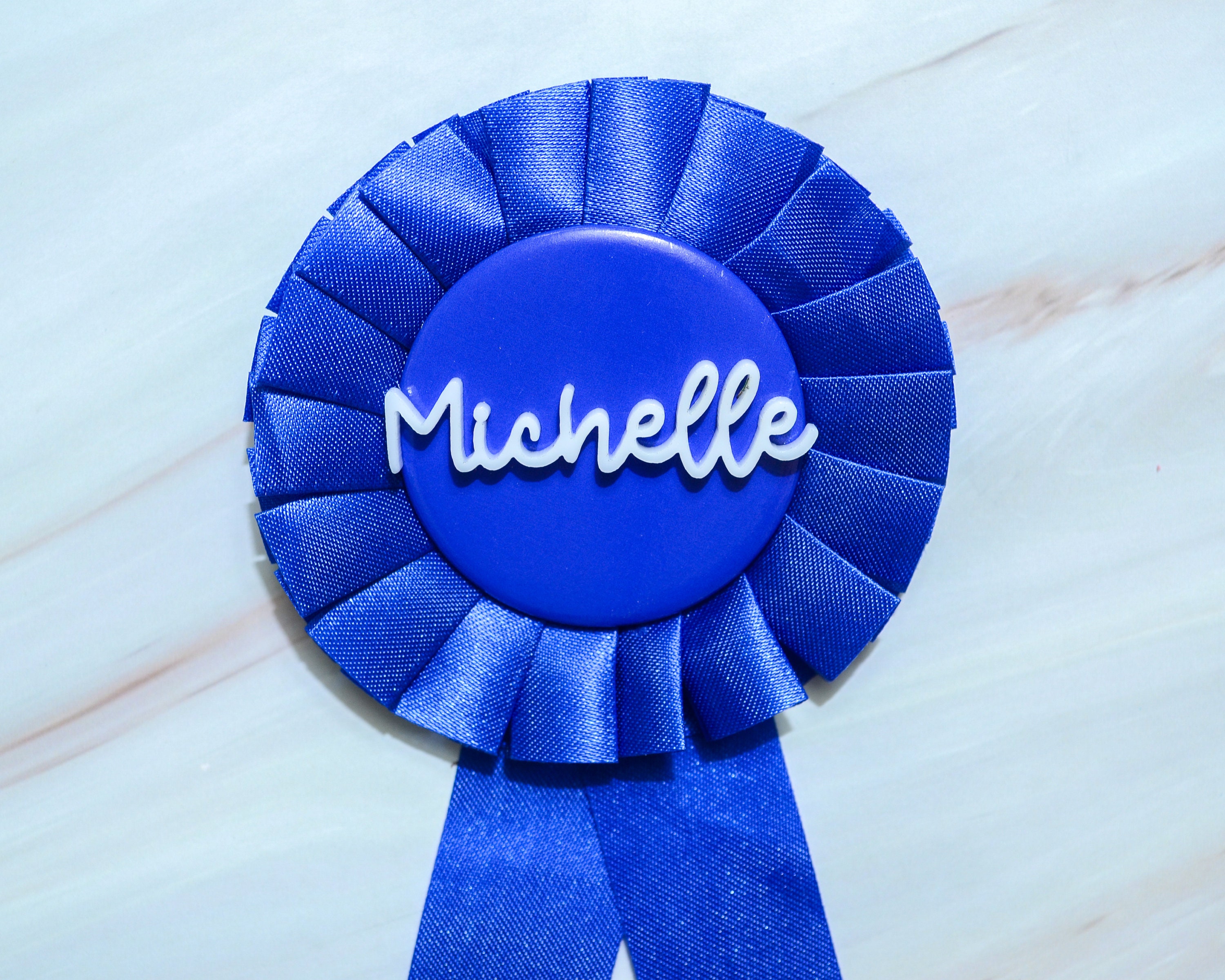 Custom Blue Ribbon Place Card Pin Brooch Horse Ribbon Equestrian Party ...