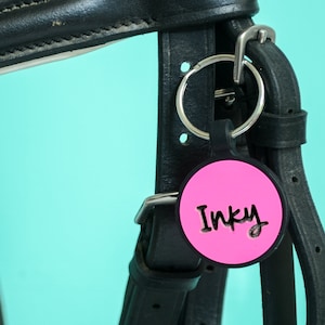 Pink Bridle Tag Horse Tack Identifier Horse Bridle Tag Tack Tag Laser Engraved Silicone Horse Tack Tag Halter Tag Bag Tag