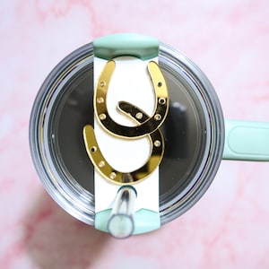 Horseshoe Tumbler Topper Cup Lid Topper Equestrian Gift for Horse Rider Gift Lid Top Gold Horse Shoes Rodeo Cowgirl Gift Western