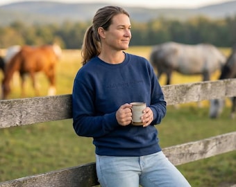 Embroidered Horse Sweatshirt: Probably Thinking About Horses Crewneck Sweater