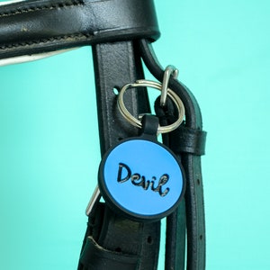Blue Bridle Tag Horse Tack Identifier Horse Bridle Tag Tack Tag Laser Engraved Silicone Horse Tack Tag Halter Tag Bag Tag