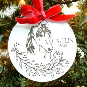 Horse Ornament Personalized Equestrian Keepsake Holiday Ornament Horse Christmas Ornament Horseback Rider Gift Custom Name Horse Gift