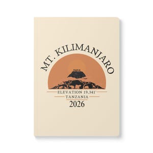 Mt. Kilimanjaro soft cover Journal | Topographic Map Notebook 2026 lightweight