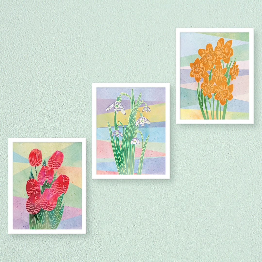 Printable Spring Flowers Wall Art Botanical Art Instant Etsy
