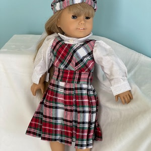 Mollys pleated plaid Jumper with Blouse and Beret, her school dress.
