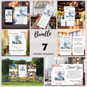 PACCHETTO BUNDLE Modelli di risparmio FUNERALE. programmi modificabili, segnalibri, servizio commemorativo personalizzabile e stampabile, download immediato e pronto all'uso