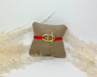 Satin cord bracelet with navy mesh - Customizable