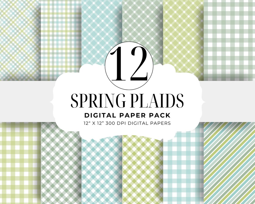 12 Spring Plaid Digital Paper Pack, Seamless Patterns, Digital Download ...