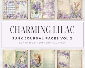 Charming Lilac Junk Journal Kit vol 2 – 6 Botanical Printable Pages, Paper Craft, Collage Sheet, JJ09