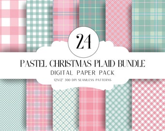 24 Pastel Christmas Plaid Background DTD006