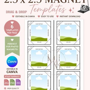 Sjabloon voor een vierkante magneet van 2,5 x 2,5 cm, koelkastmagneet