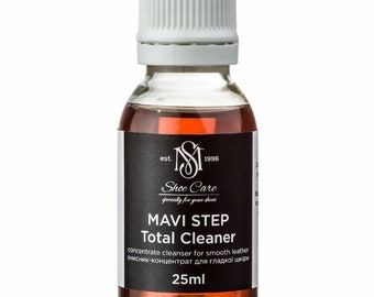 Leather Cleaner for Shoes, Jackets, Bags - Cleans Genuine and Synthetic Leather - Non-Toxic Formula - MAVI STEP Total Cleaner Concentrate