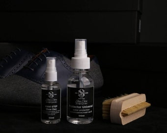 Shoe Care Set - Deodorant, Water-Repellent Spray, Brush - All Materials - MAVI STEP Universal Trio