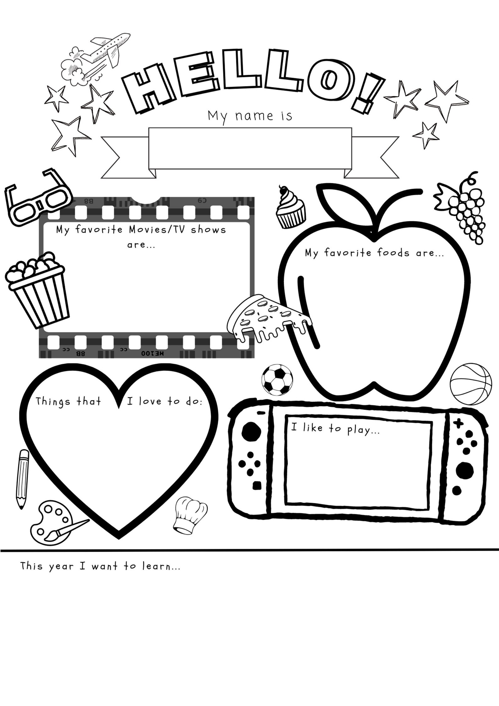 Printable Fun Icebreaker Activity for Kids, Back to School Introduction