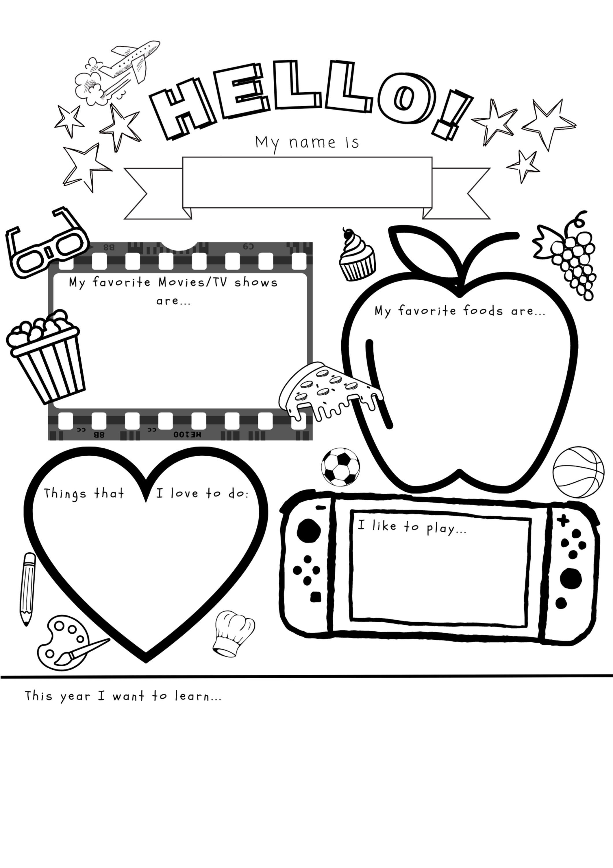 Printable Fun Icebreaker Activity for Kids, Back to School Introduction