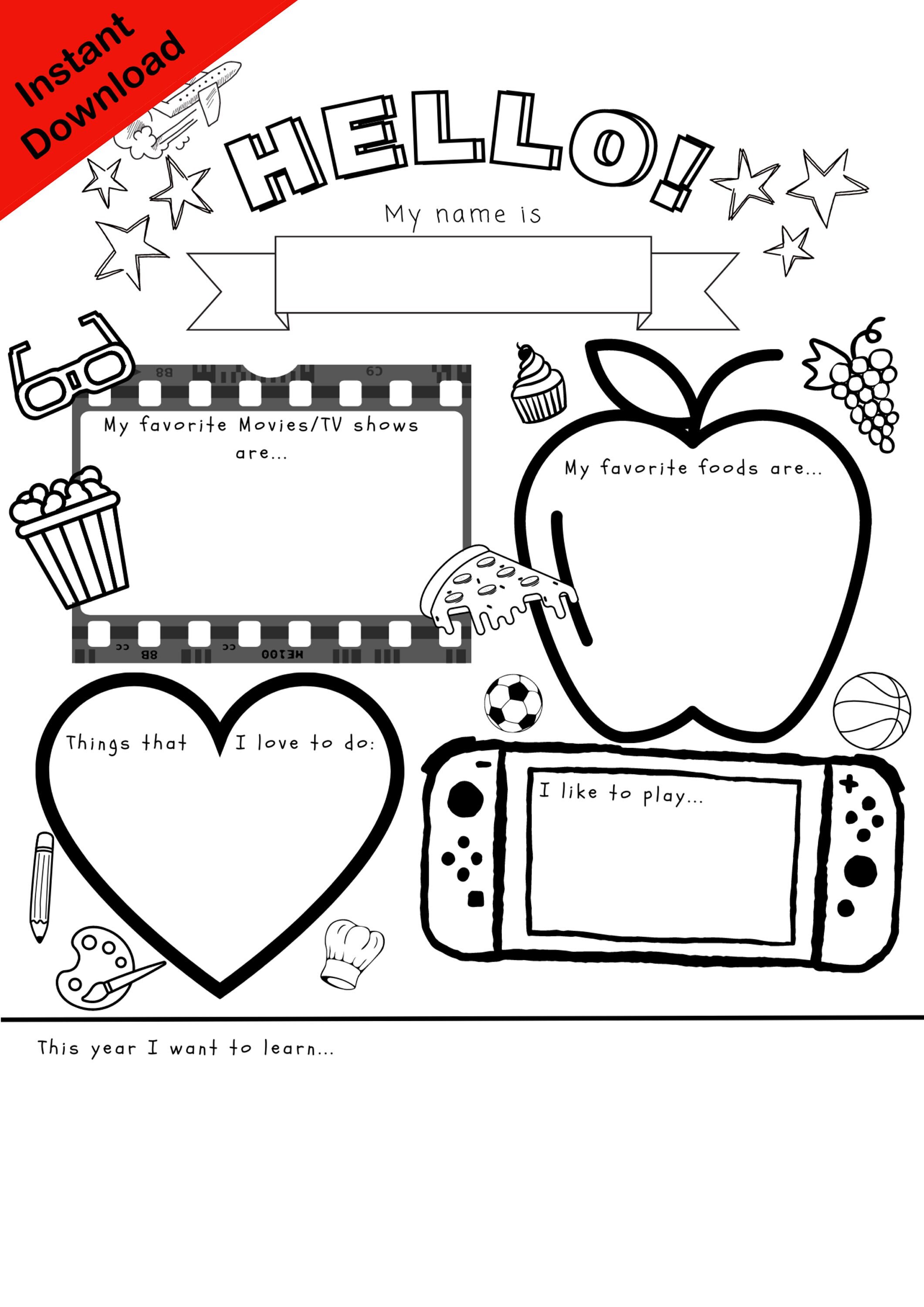 Printable Fun Icebreaker Activity for Kids, Back to School Introduction