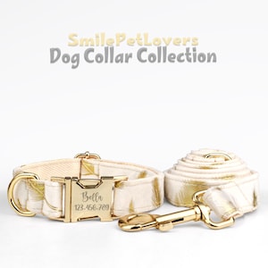 Personalized Dog Collar Leash Set,White Dog Harness Leash Collar Set,Wedding dog collar,Dog Lover Gift