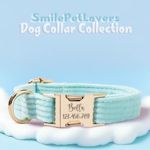 Personalized Dog Collar – Soft Velvet Corduroy Design with Custom Engraved Gold Hardware for Dog Gift,Custom Dog Collar Bow,Collar Leash Set