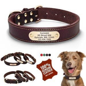 Leren hondenhalsband, hondencadeaus, aangepaste hondenhalsband met naam, cadeau voor hond, hondenhalsband, hondenaccessoires, leren hondenhalsband met naam