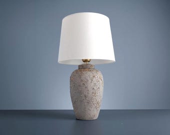 Ceramic Table Lamp, Modern Neutral Bedside Lamp, Handmade Sculptural Lighting