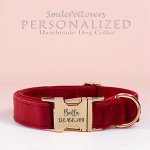 Personalisiertes Hundehalsband Wein Rot Samt,Benutzerdefinierte Hundehalsband verstellbar,Designer Hundehalsband Mädchen,Designer Hundehalsband,Designer Hundehalsband,Hunde Liebhaber Geschenk