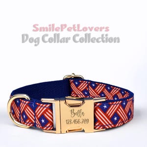 Personalisiertes Hundehalsband, Hundehalsband mit Schleife, Luxusgeschirr mit Gold-Hardware, Hochzeitshundehalsband, Hundegeschenk, Flaggenhundehalsband