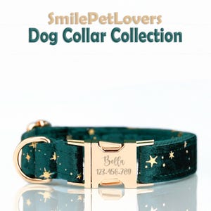 Personalized Dog Collar Bowtie Set,Handmade Puppy Collar Leash Bowtie For Wedding Gift,Fancy Engraved Dog Collar,Dog Collar and Bow tie Set