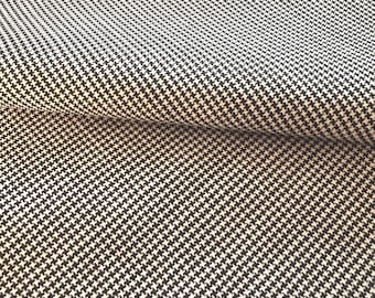 High-quality Italian designer wool fabric with elastane, black and white, delicate houndstooth pattern, elegant, classic, top quality!