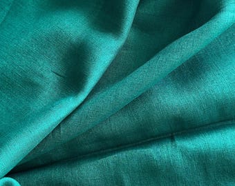 Italian premium linen fabric, top quality in medium thickness, 200 g/lfm, in white, light blue, turquoise, dark turquoise-green, dark blue