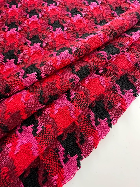 Italienische  Tweed-Wollsstoffmischung mit Baumwolle, gute Qualität, Hahnentrittmuster, in drei Farbkombinationen
