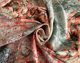 Designer silk fabric, made in Italy, 100% twill silk, great print, good quality!