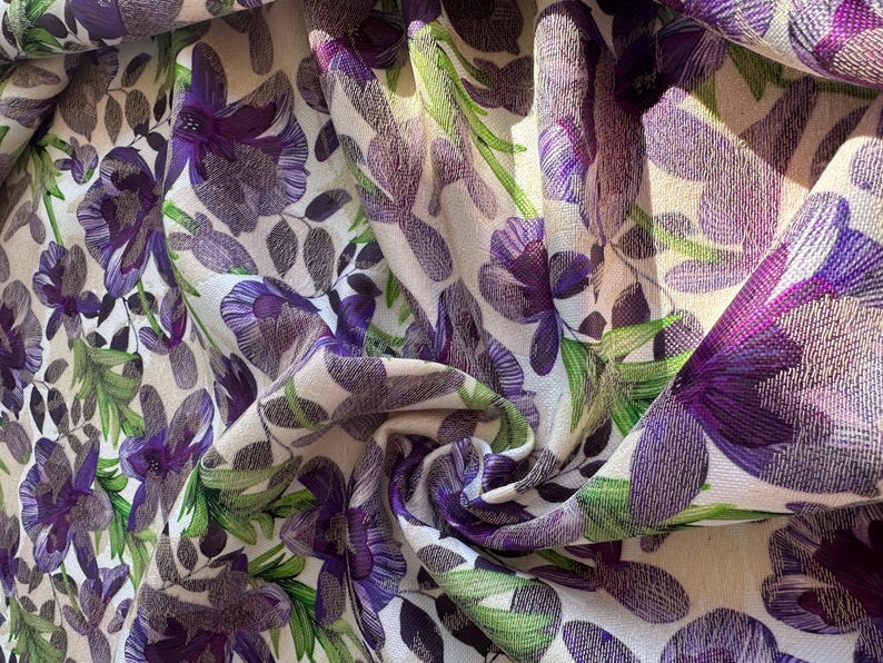 Italian high-quality jacquard cotton blend with poly, floral weave pattern, great color combination, top quality! image 5
