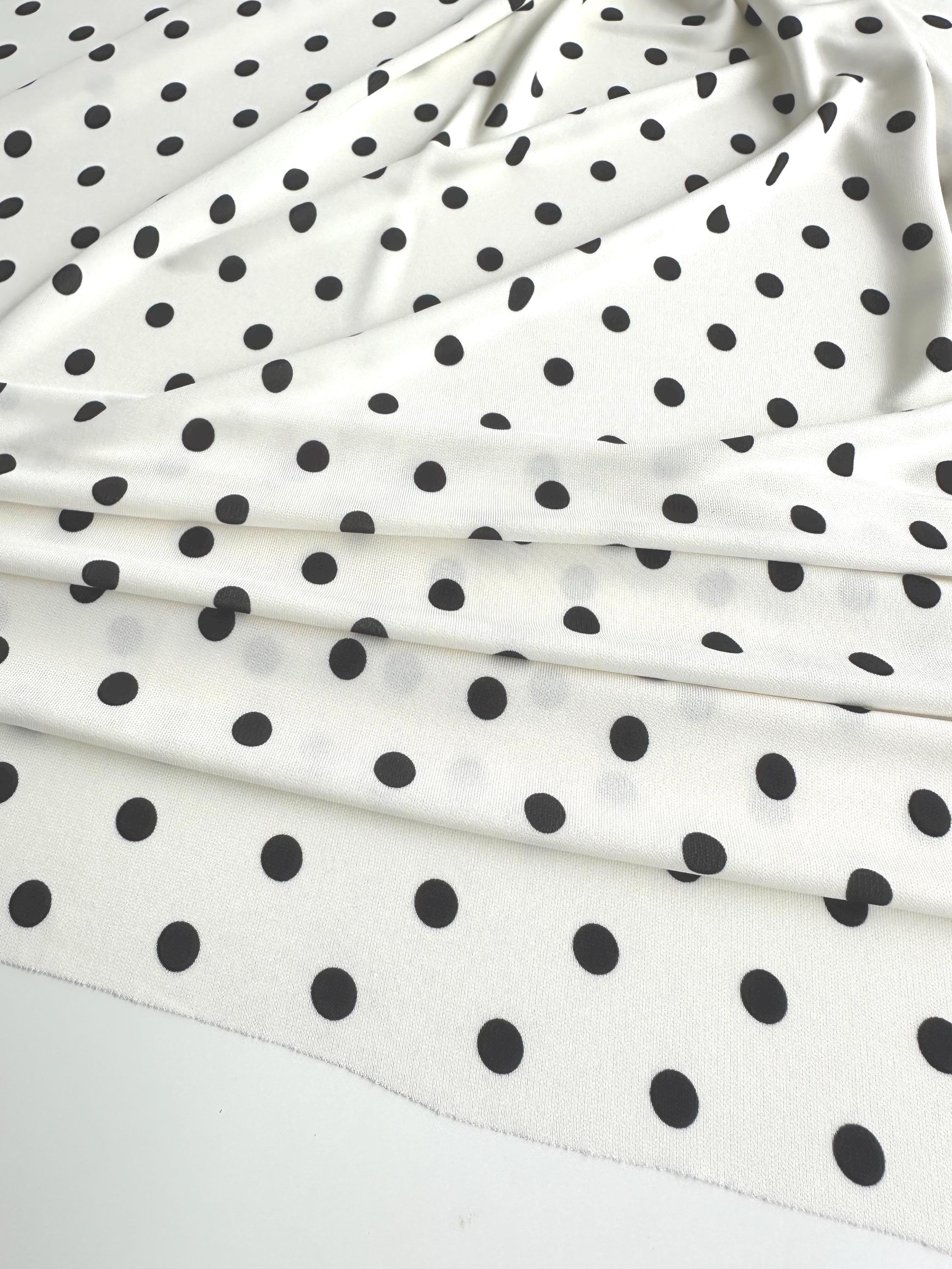Lot De 8 Coupons De Tissu Jersey Noir à Pois Blancs - 140cm X 50cm Chacun - Neuf
