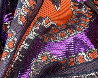 High quality famous designer jacquard fabric - brocade fabric with lurex, bright colors, paisley pattern.