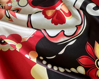 High-quality Italian viscose satin fabric, beautiful print, top quality, designer print!