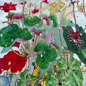 Italian cotton batiste fabric, Sangallo fabric, embroidery fabric, panel fabric, floral designer degrade print, panel height 130 cm.