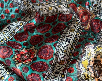 Tejido de seda jacquard 100% italiano de alta calidad, última pieza de 2,4 m.
