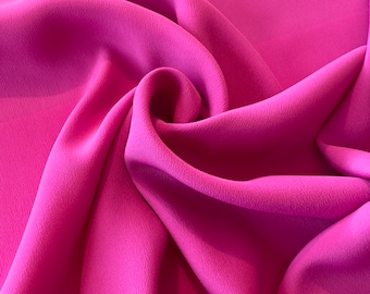 Italian silk blend with acetate, bright fuchsia color, high quality, designer fabric