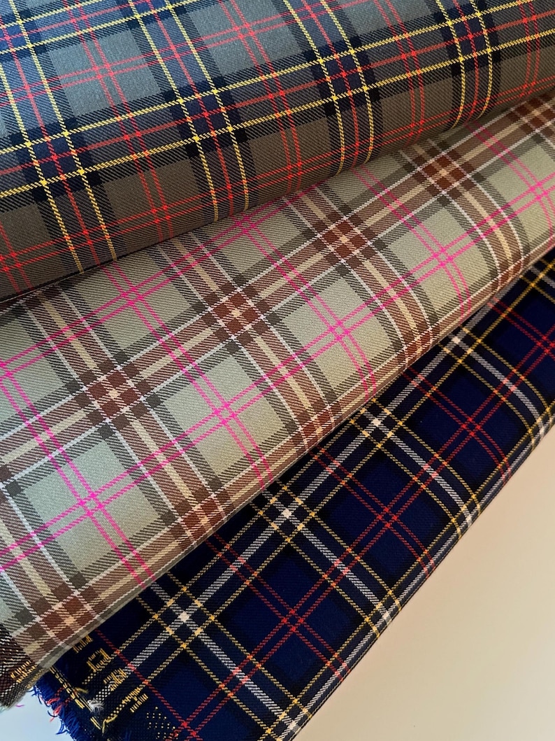 Italian high-quality 100% Lana Vergine wool fabric, designer Biella fabric, excellent quality, checked, in three colors! image 1