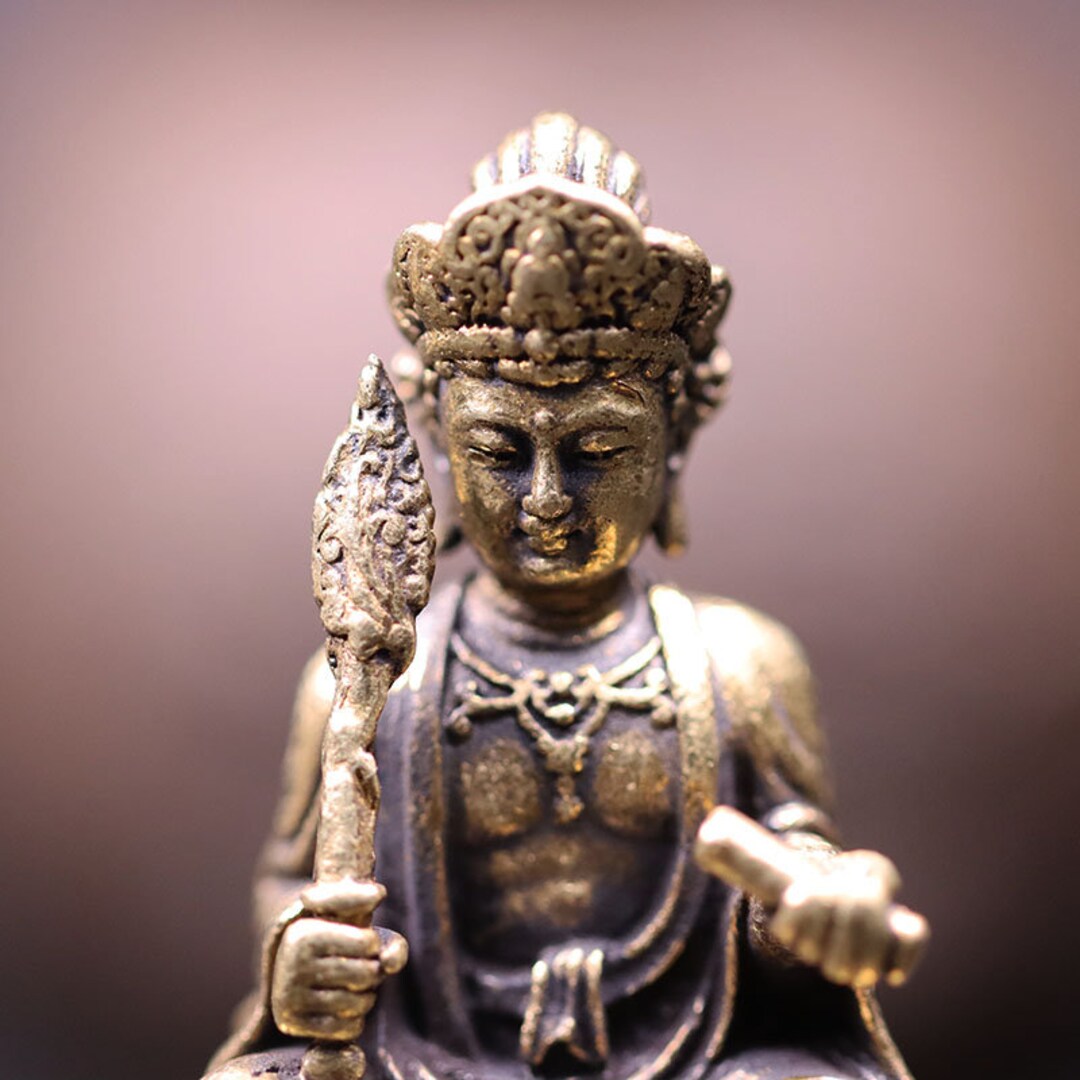 Brass Buddha Statue Desk Decor Bodhisattva Figurine Vintage Etsy