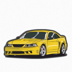Yellow Mustang Sticker