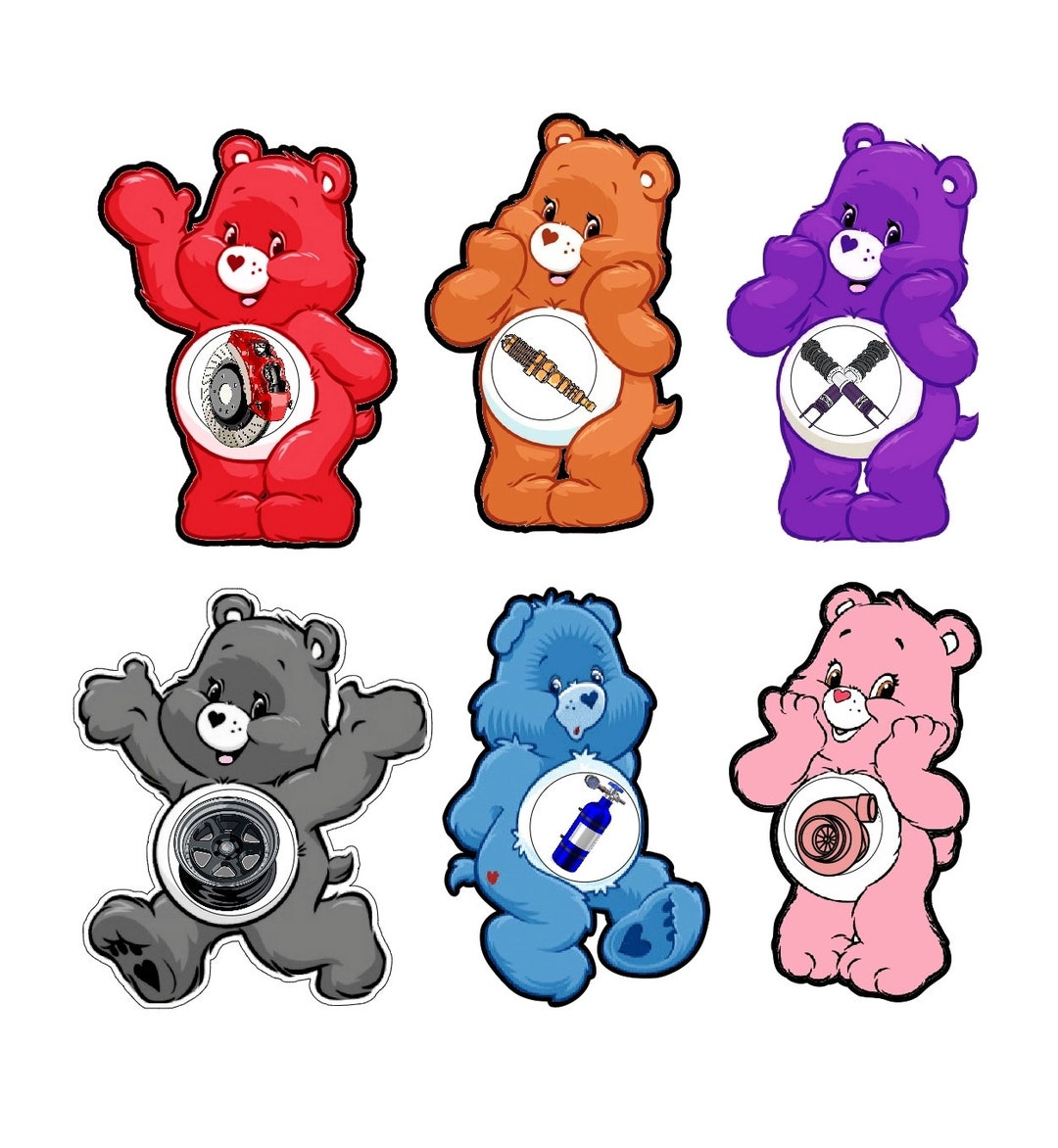 Care Bears Car Part Stickers Etsy