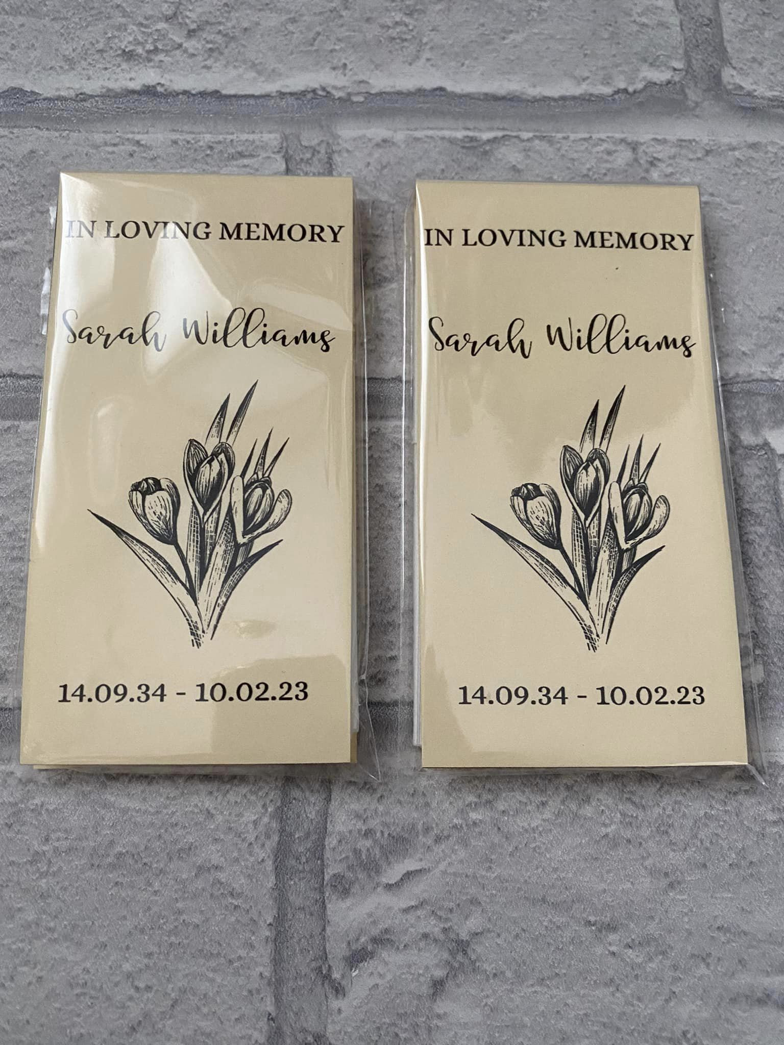 Funeral Favors Funeral Tissue Sleeve Favours Individually Etsy