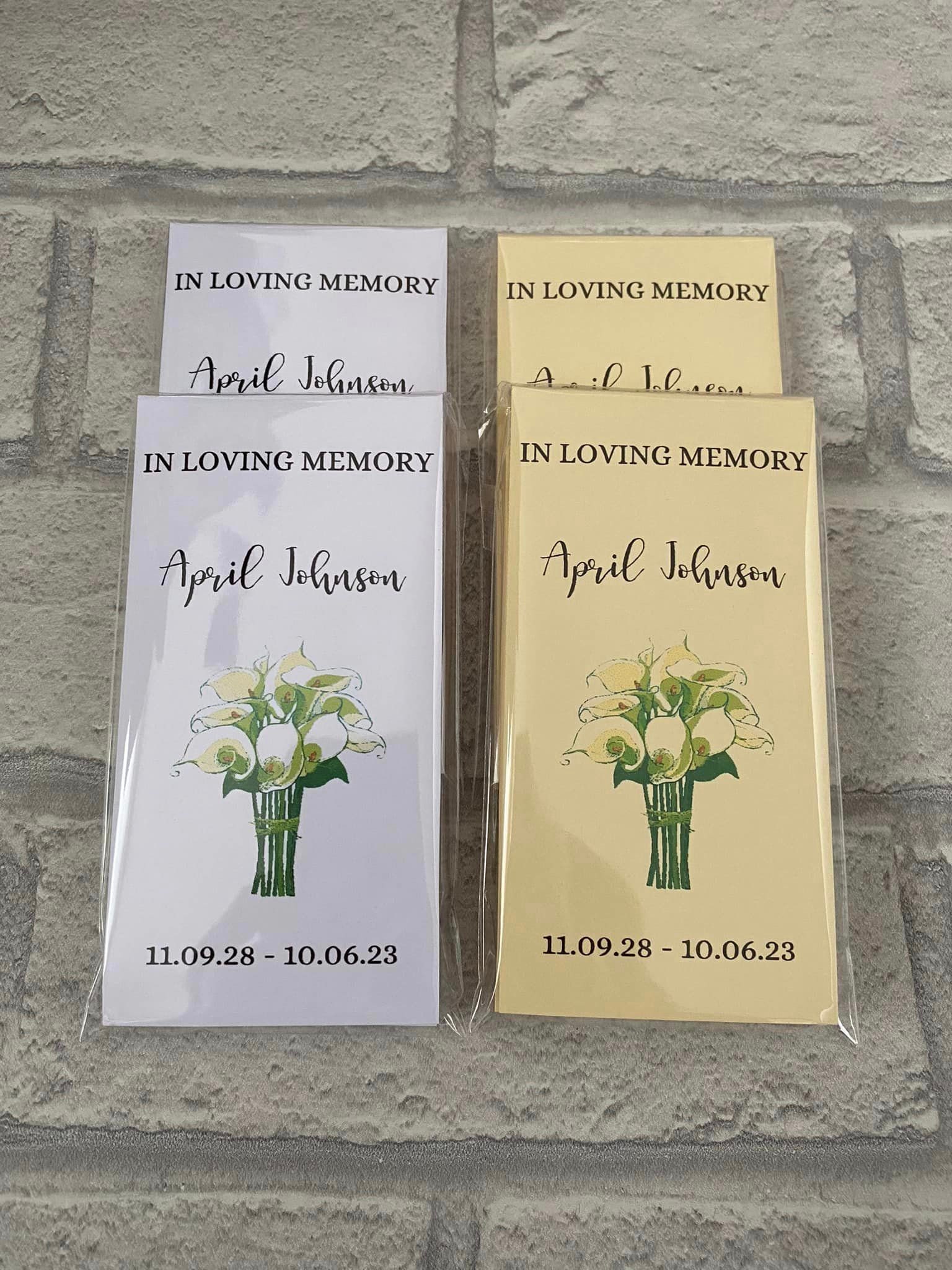Funeral Favors Funeral Tissue Sleeve Favours Individually Etsy UK