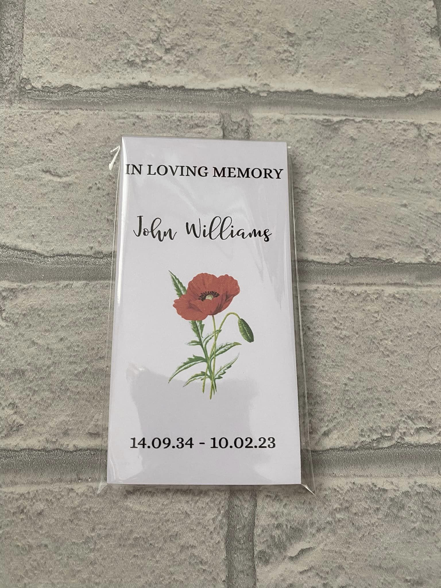 Funeral Favors Funeral Tissues Favours Individually Wrapped Etsy UK