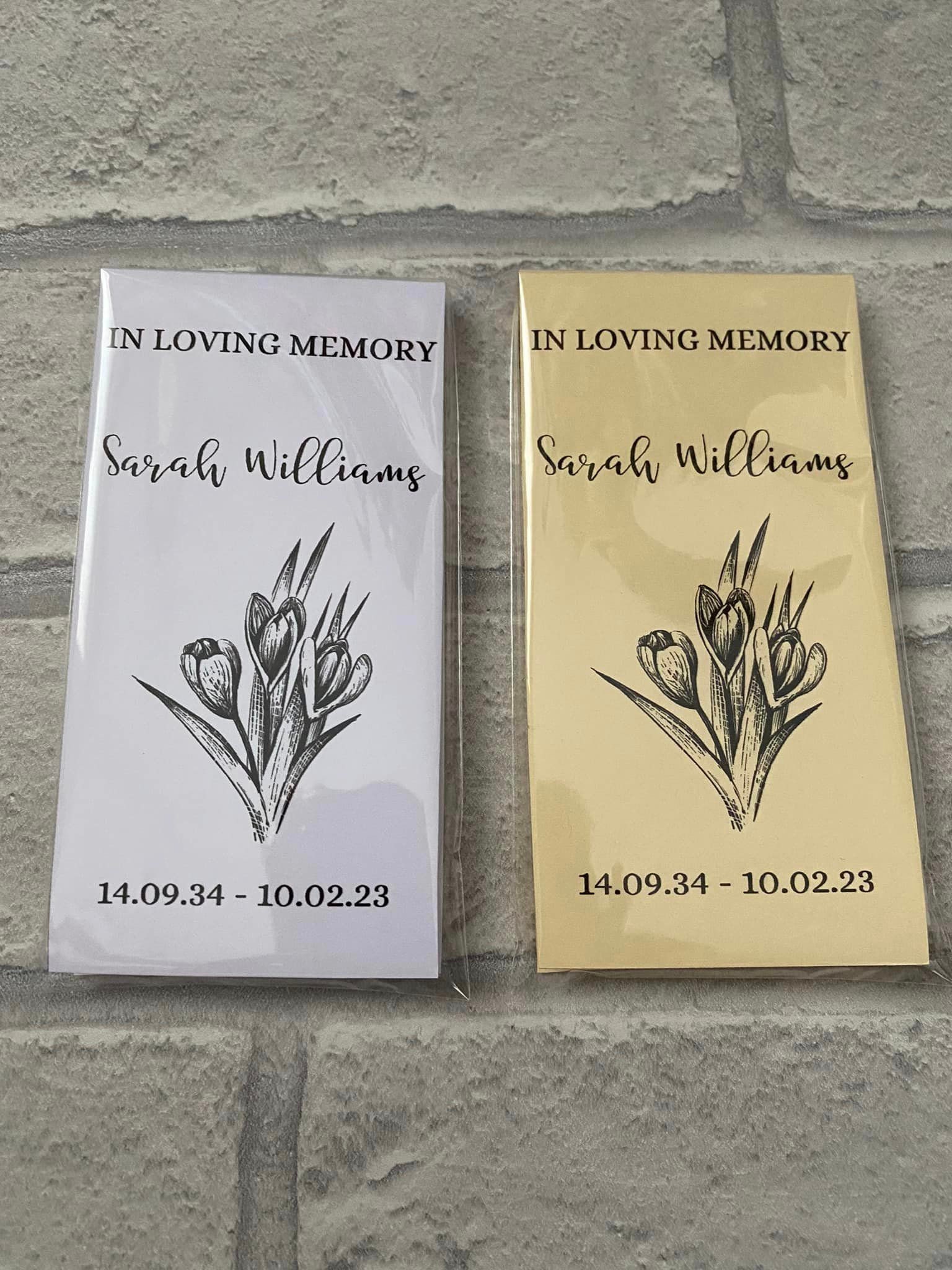 Funeral Favors Funeral Tissue Sleeve Favours Individually Etsy